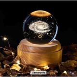 Premium Kendi Etrafında Dönen Kristal Cam Küre 3D LED Işıklı Usb’li Gece Lambası – Masaüstü Dekoratif Hediyelik Set - TOZ BULUTU