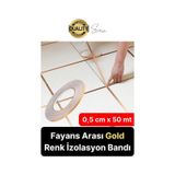 Premium Kendinden Yapışkanlı Gold Sarı Renk Fayans Derz Arası Izolasyon Bandı Dekoratif Bant 0,5 cm