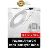 Premium Kendinden Yapışkanlı Gri Gümüş Renk Fayans Derz Arası Izolasyon Bandı Dekoratif Bant 0,5 cm