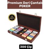 Premium Kilit Sistemli Suni Deri Çantalı 300 Çip Çift Desteli Blackjack Texas Holdem Casino Poker