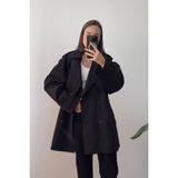 Premium Kısa Trençkot- Siyah - Standart