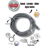 Premium Klozet Lavabo Gider Açıcı 5 Metre 9 mm Özel Uç Aparatlı Kanal Susta + Eldiven