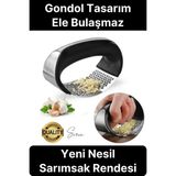 Premium Kolay Kullanımlı Yeni Nesil Sarımsak Rendesi Zencefil Öğütücü Ezici Paslanmaz Çelik Gondol - Diğer - Gri
