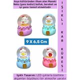 Premium Konsept Hediyelik Biblo Dekoratif Çok Şık Bolluk Bereket İyi Şans Kedisi Işıklı Kar Küresi
