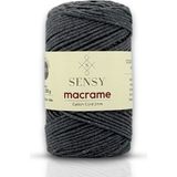 Premium Koton Pamuk Makrome İpi 2mm Cotton Zincir Makrome Çanta İpi Supla İpi Koton İp - Koyu Gri