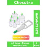 Premium Kupa Parmak Çekme Selülit Çatlk Giderici Vakumlu Masaj Aleti 6'lı Kupa + Pompa Hacamat Seti