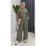 Premium Kupra Kumaş Şalvar Model Pantolonlu Takım – Mürdüm & Haki | S-M-L