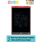 Premium LCD Ekranlı Kalemli Dijital Çizim Tableti Yazı Tahtası Boyama Resim Akıllı Tablet 12 Inc - Çok Renkli