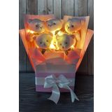 Premium Led Işıklı Romantik Pembe Peluş Ayıcık Buketi