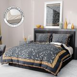 Premium Luxury 3D Pamuk Saten Dark Leaf Çift Kişilik Nevresim Takımı