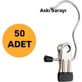 Premium Mandallı Eşarp ve Şal Askısı, 50 Adet, Şık ve Kullanışlı Tasarım - Seçenek 1 - Ahşap