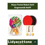 Premium Masa Tenisi Seti Ergonomik Dayanıklı Kaliteli Renkli Şık 2 Adet Raket 3 Adet Pinpon Topu