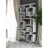 Premium Mdf Ürün Modern Tasarım Labirent Kitaplık | Geometrik Dekoratif Salon Raf Ünitesi - Beyaz