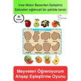 Premium Meyveler Ahşap Bul Tak Puzzle Eğitici Oyuncak Tutmalı Elma Armut Motor Becerisi Gelişim - diğer