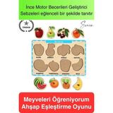 Premium Meyveler Ahşap Bul Tak Puzzle Eğitici Oyuncak Tutmalı Elma Armut Motor Becerisi Gelişim