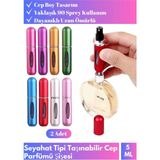 Premium Modelcep Parfümü Doldurulabilir Çanta Boy Tasarım 2 Adet Mini Cep Parfüm Şişesi 5 ml