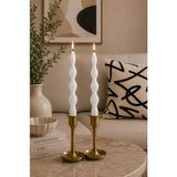 Premium Modern Burgu 2' Li Şamdan Mum Seti Beyaz 25 cm - 00 Beyaz