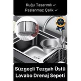 Premium Modern Paslanmaz Çelik Kuğu Tasarımlı Süzgeçli Asılabilen Tezgah Üstü Lavabo Drenaj Sepeti