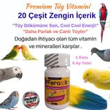 Premium Muhabbet Kuşu Vitamini - A D3 E C K Multivitamin Tüy Bakım Ve Enerji Tozu 20G