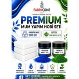 Premium Mum Yapım Hobi Seti - Parafin Wax 500 Gr - 2'Li Toz Mum Boyası Seti - Mavi, Yeşil Bkfabpw5002my