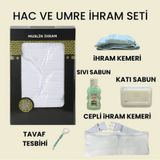 Premium Müslin Kumaş İhram Ve 5 Parça İhram Umre Hac Seti Beyaz