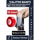 Premium Nano Teknoloji Güçlü Tamir Cam Iç Dış Mekan Montaj Çift Taraflı Şeffaf Bant 1.5 mt x 10 Adet - Çok Renkli - 1.5 Metre