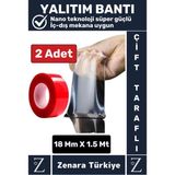 Premium Nano Teknoloji Güçlü Tamir Cam Iç Dış Mekan Montaj Çift Taraflı Şeffaf Bant 1.5 mt x 2 Adet - 1.5 Metre