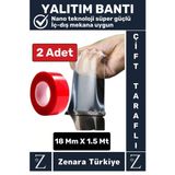 Premium Nano Teknoloji Güçlü Tamir Cam İç Dış Mekan Montaj Çift Taraflı Şeffaf Bant 1.5 Mt X 2 Adet
