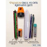 Premium Okul ve Ofis Kırtasiye Seti - 11 Parça Tam Takım (Kalem, Silgi, Cetvel, Kalemtıraş)