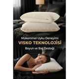 Premium Ortopedik Visco Yastık (40X60X15) %100 Pamuk Kılıflı Boyun Destekli Akıllı Visko - 40 x 60 x 15 cm - Beyaz
