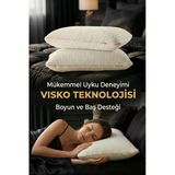 Premium Ortopedik Visco Yastık (40X60x15) %100 Pamuk Kılıflı Boyun Destekli Akıllı Visko