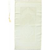 Premium Osmanlı Desen Seccade ve Vavlı Inci Tesbih Set , Kadınlar Erkekler Için Islami Hediyeler - Beyaz - 120 x 70 cm