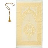Premium Osmanlı Desen Seccade ve Vavlı Inci Tesbih Set , Kadınlar Erkekler Için Islami Hediyeler - Gold - 120 x 70 cm