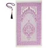 Premium Osmanlı Desen Seccade ve Vavlı Inci Tesbih Set , Kadınlar Erkekler Için Islami Hediyeler - Lila - 120 x 70 cm