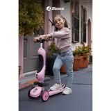 Premium Oturaklı Pembe Scooter 3 Tekerlekli LED Işıklı Scooter Yükseklik Ayarlı 1-6 Yaş