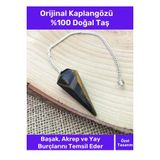 Premium Özel Tasarım Orijinal Kaplangözü Doğal Taş Stres Şans Enerji Çakra Pandül Sarkaç