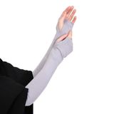 Premium Parmak Geçmeli 45cm Likralı Penye Kolluk 1 Çift, Gri, Standart