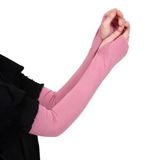 Premium Parmak Geçmeli 45cm Likralı Penye Kolluk 1 Çift, Pembe, Standart