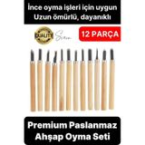 Premium Paslanmaz Ahşap El Oyma Bıçak Seti 12 Parça Siyah Uç İskarpela Hobi Profesyonel İşleme Aleti