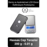 Premium Pilli Mini Hassas Cep Terazisi Tartı 200 g Kapasite 0.01 g Kuyumcu Tartısı Kılıflı Kalibre