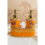 Premium Porselen Horse 2 Hazneli Sıvı Sabunluk, Süngerlik Bölmeli 46961