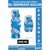 Premium Portatif Bpa Free Şık Kamp Spor Seyahat Silikon Katlanabilir El Bombası Suluk 500 ml - Çok Renkli