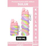 Premium Portatif Bpa Free Şık Kamp Spor Seyahat Silikon Katlanabilir Suluk 500 ml - Çok Renkli
