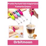 Premium Portatif Çelik Uçlu Kahve Sos Krema Mama Süt Köpürtücü Yumurta Çırpıcı Pilli Mini Mikser
