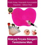 Premium Pratik Kolay Yıkanabilir Kurutulabilir Silikon Makyaj Fırçası Süngeri Temizleme Matı Aparatı