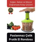 Premium Pratik Paslanmaz Çelik Sebze Meyve Soğan Doğrama Bıçaklı Üstten Basmalı El Rondosu Blender