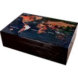 Premium Quality PremiumQuality Siyah Harita Desenli Sedir Humidor Puro Kutusu
