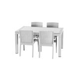 Premium Rattan Masa Takimi 80X140 4Lu Camli Bahce Mutfak Masa Takimi Beyaz