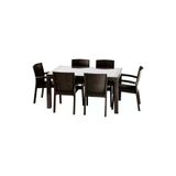 Premium Rattan Masa Takimi 80X140 Camli Rattan Masa 6 Kisilik Sandalye Masa Takimi Kahve