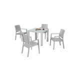 Premium Rattan Masa Takımı 90X90cm Bahçe Mobilyası Ve Masa Takımı Beyaz